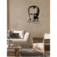 Artroya Atatürk Heykeli Metal Duvar Tablosu - Ev Duvar Dekorasyonu - 70 x 40 cm -Siyah - ATA-007
