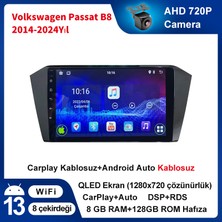 Victor Volkswagen Yeni Passat B8 (2014-2024)  Multimedya Android Sürüm 13 Kablosuz Carplay Navigasyon 10 inç Kuantum Ekranı 8G Ram +128GB Hafıza Çerçeveli ve arka görüş kameralı