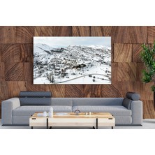 Tablo - Duvar Tablosu - Köy ve Kış Manzaralı Tablo - Ev Dekorasyon - 60 x 40  cm