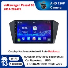 Victor Volkswagen Yeni Passat B8 (2014-2024)  Multimedya Android Sürüm 13 Kablosuz Carplay Navigasyon 10 Inç Ekran 1G Ram 16GB Hafıza Çerçeveli ve arka görüş kameralı