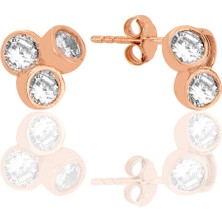 Söğütlü Silver Gümüş Rose Zirkon Taşlı Işıltılı Üçlü Bereket Küpe SGTL12622BEYAZ