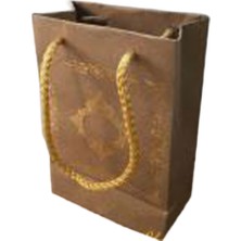 Tahtakale Toptancı Karton  Çantası Saray Desenli Gold Yaldızlı 12x17 (25 Adet)  Kraft