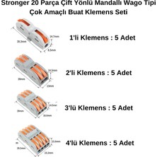 Stronger 20 Parça Çift Yönlü Mandallı Wago Tipi Çok Amaçlı Buat Klemens Seti