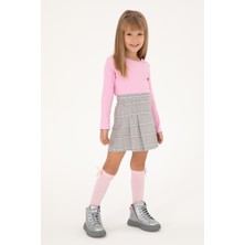 U.S. Polo Assn. Kız Çocuk Gri Ekose Pileli Dokuma Etek 50301383-VR024