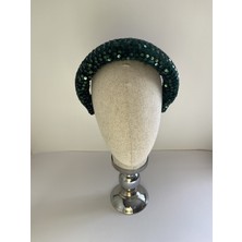 Bivalvia Accessories Yeşil Pullu Payetli Taç