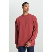 Loose Fit Rahat Kesim Bisiklet Yaka %100 Pamuk Gül Kurusu Sweatshirt