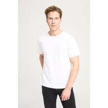 Regular Fit Normal Kesim Bisiklet Yaka %100 Pamuk Ekru Tişört