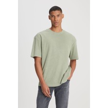 Loose Fit Rahat Kesim Bisiklet Yaka Mint Yeşili Tişört