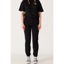 Regular Fit Normal Kesim İçi Polarlı Cepli Siyah Jogger Eşofman Altı