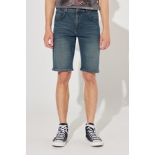 Regular Fit Normal Kesim Normal Bel Mavi Esnek Jean Kot Şort