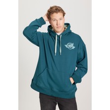 Wrangler Loose Fit Rahat Kesim Kapüşonlu İçi Polarlı Yeşil Sweatshirt