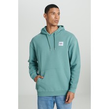 Loose Fit Rahat Kesim %100 Pamuk Kapüşonlu Şardonlu Mint Yeşili Sweatshirt
