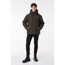 Lee Regular Fit Normal Kesim Kapüşonlu Haki Şişme Mont