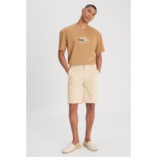 Regular Fit Normal Kesim Normal Bel Taş Rengi Chino Şort