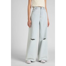 Lee Loose Fit Yüksek Bel Geniş Paça %100 Pamuk Jean Kot Pantolon
