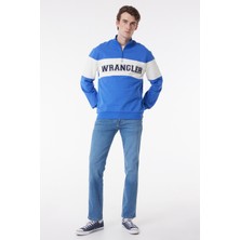 Wrangler Regular Fit Normal Kesim %100 Pamuk İçi Polarlı Dik Yaka Mavi Sweatshirt