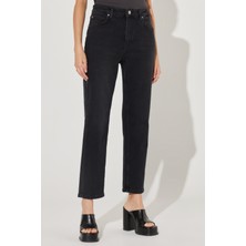 Carol Straight Fit Düz Kesim Yüksek Bel Siyah Esnek Jean Kot Pantolon