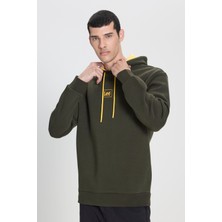 Lee L212302 801 Khakı Erkek Erkek Mıd Logo Hoodıe Baskılı Regular Kapusonlu Sweatshırt