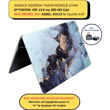 Macbook Air Kılıf 13.6 inç M2-M3, Marble14NL (TouchID'li Air M2-M3 13.6") A2681 A3113 ile Uyumlu