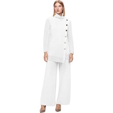 Miss Dalida Ekru Kalın Fitilli Dik Yaka Triko Tunik T25K-6014