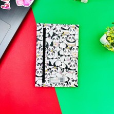 Attach Panda Pattern Tasarım Lastikli Çizgisiz Defter