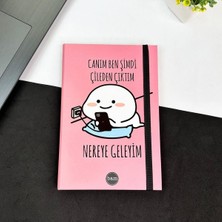 Attach Çileden Çıktım Tasarımlı Özel Kutulu Sekreterlik Lastikli Defter ve Kalemlik Set