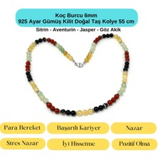 Yıldız Doğal Taş Sertifikalı Koç Burcu 6mm 925 Ayar Gümüş Doğal Taş Kolye 55 cm