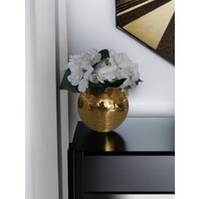 Home Işıltı Home Desing Aynalı Yuvarlak Cam Vazo Gold Büyük Boy