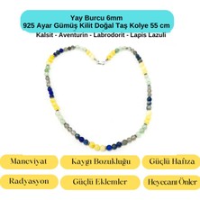 Yıldız Doğal Taş Sertifikalı Yay Burcu 6mm 925 Ayar Gümüş Doğal Taş Kolye 55 cm