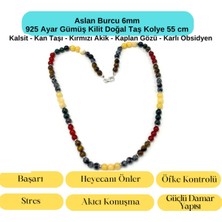 Yıldız Doğal Taş Sertifikalı Aslan Burcu 6mm 925 Ayar Gümüş Doğal Taş Kolye 55 cm