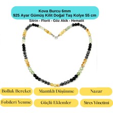 Yıldız Doğal Taş Sertifikalı Kova Burcu 6mm 925 Ayar Gümüş Doğal Taş Kolye 55 cm