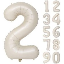 Cngz Shop 2 Yaş 74 cm Krem Rakam Folyo Balonu Büyük Boy