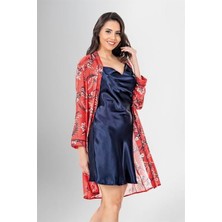 Motto10 Butik 2 Li Kısa Sabahlık Takımı Desenli