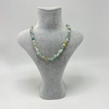 Yıldız Doğal Taş Sertifikalı Amazonit Natural Kesim Makrome Doğal Taş Kolye Ayarlanabilir Ölçü