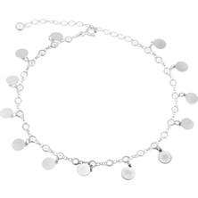 Pullu Sallantılı Full Taşlı Su Yolu Gümüş Kadın Ayak Halhal