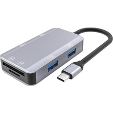 Forzacase 6in1 USB 3.1 Type-C 4 Port USB Çoklayıcı Otg Sd Kart Okuyucu Mac iPhone 15 16 Uyumlu FC833