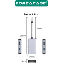 Forzacase 6in1 USB 3.1 Type-C 4 Port USB Çoklayıcı Otg Sd Kart Okuyucu Mac iPhone 15 16 Uyumlu FC833