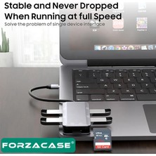 Forzacase 6in1 USB 3.1 Type-C 4 Port USB Çoklayıcı Otg Sd Kart Okuyucu Mac iPhone 15 16 Uyumlu FC833