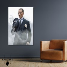 Gaagart Tekli Dikey Kanvas Duvar Tablosu Fötr Şapkalı Kemal Atatürk