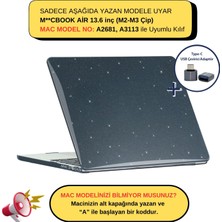 McStorey Macbook Air Kılıf 13.6 inç M2-M3, Simli Kristal Parlak (TouchID'li Air M2-M3) A2681 A3113 ile Uyumlu