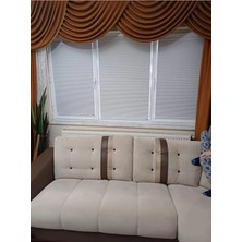 Plised Home  Karartma Beyaz Cam Balkon Plise Perde