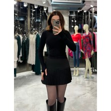 Miss Swans Saniy Pileli Etek Siyah