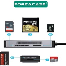 Forzacase 5in1 USB 3.1 Type-C Otg Sd - Tf - Cf Kart Okuyucu Mac iPhone 15 16 ile Uyumlu - FC834