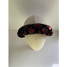 Bivalvia Accessories Kırmızı Siyah Pullu Payetli Taç