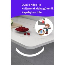 Kydonia Home Mdf Lam 4 Köşesi Oval Parlak Beyaz Sabit Raflı Duvara Monte Kırma Katlanır Yemek Mutfak Masası