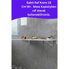 Kydonia Home Mdf Lam 4 Köşesi Oval Parlak Beyaz Sabit Raflı Duvara Monte Kırma Katlanır Yemek Mutfak Masası