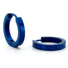 Solfera Mavi Küt Kesim 19MM Çap Halka Kadın Erkek Paslanmaz Çelik Küpe ER123