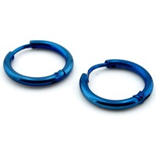 Solfera Mavi Yuvarlak Hatlı 16MM Paslanmaz Çelik Kadın Erkek Ince Halka Küpe ER120