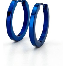 Solfera Mavi Küt Kesim 20MM Çap Ince Halka Kadın Erkek Paslanmaz Çelik Küpe ER122