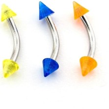 Solfera Renkli Sivri Akrilik Uçlu 3lü Set Cerrahi Çelik Banana Kaş Rook Piercing P486
